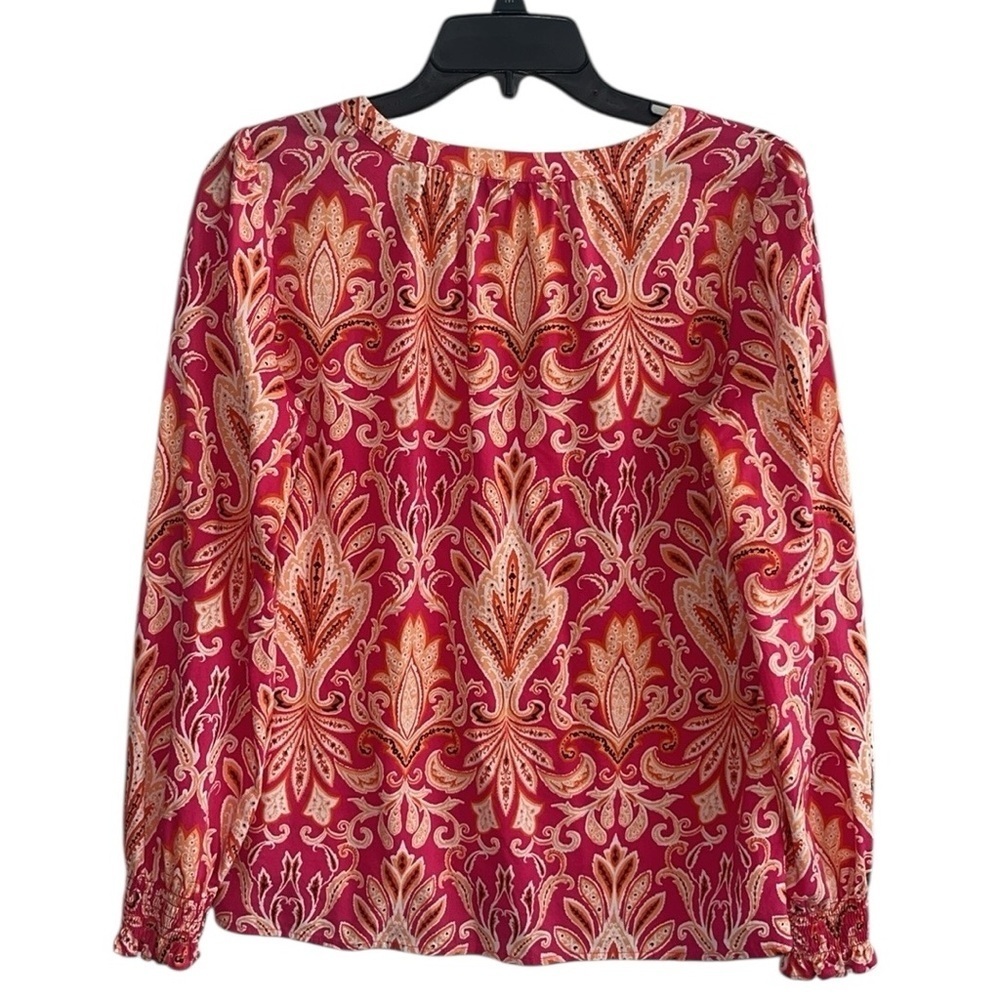 LOFT Paisley Smock Cuff V-Neck Blouse, Size Small - Picture 7 of 12